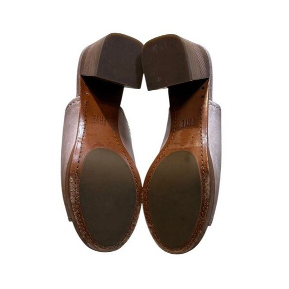 Frye Blake Chevron Wood Block Heel Women's Size 7M Open Toe Leather Mules Lilac - Picture 8 of 9